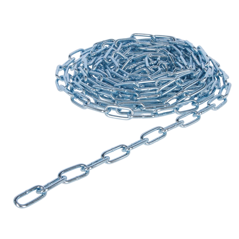 Cha&icirc;ne plate zingu&eacute;e 1m&egrave;tre  &oslash;6mm avec maillon droit - 12151