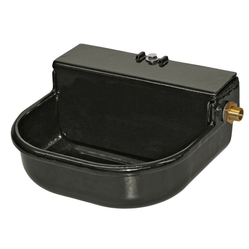 Vlotter-drinkbak, 3l, ge&euml;mail- leerd, zwart m. leegloopstop - 22195