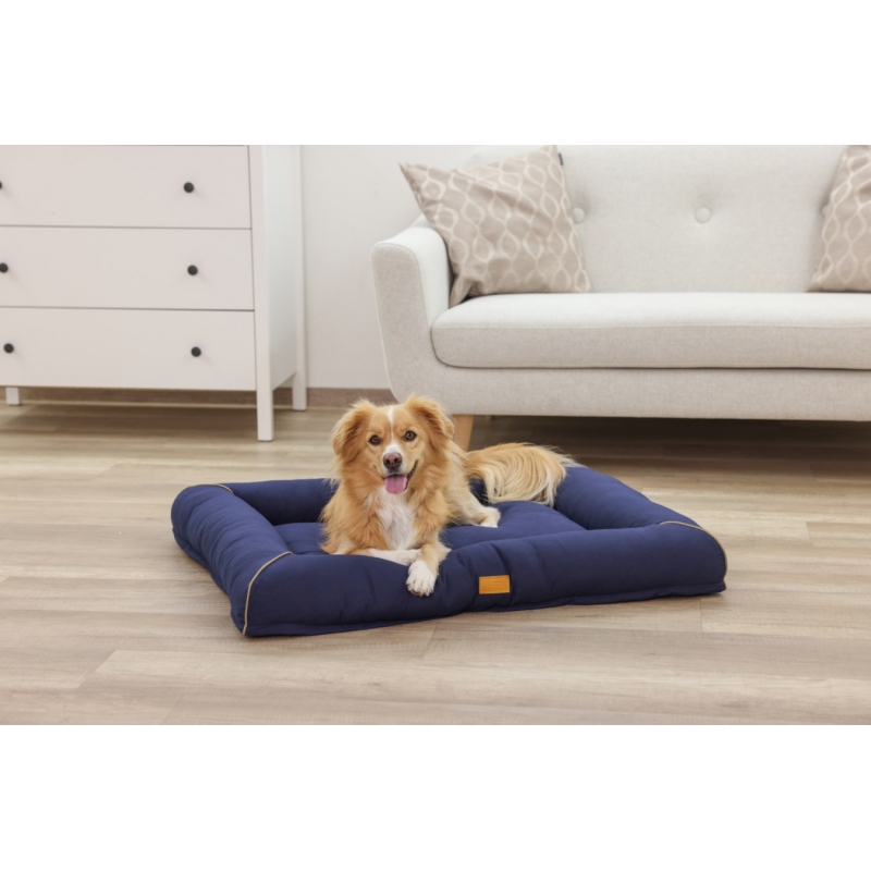 80455 - Corbeille Jerome, bleu fonc&eacute;/cognac, 110x90x10cm - KERBL - Agrodieren.be - 80455