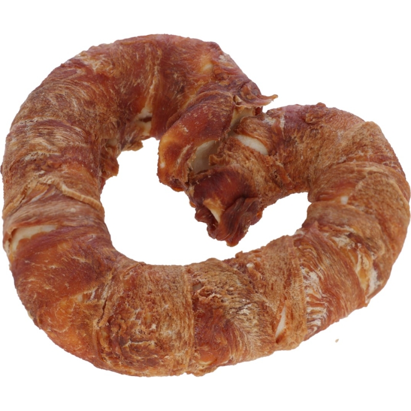 86303 - C&oelig;ur de peau de b&oelig;uf, ac du poulet, 12cm 70g ds pr&eacute;s. - KERBL - Agrodieren.be - 86303