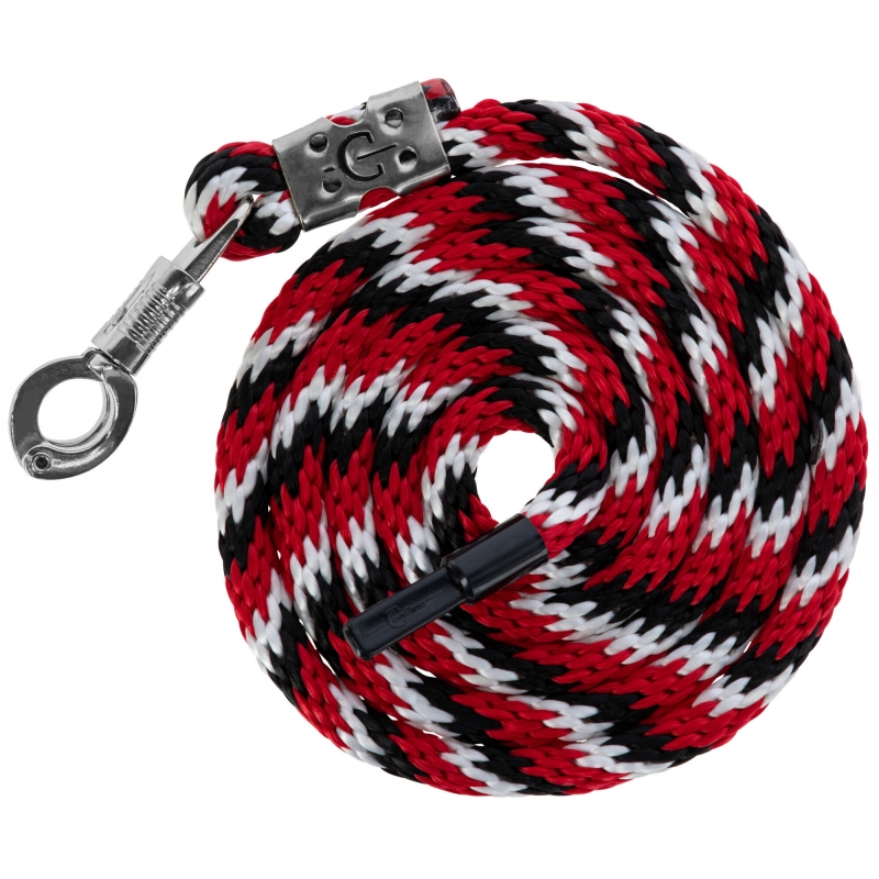 Halstertouw Mustang paniek - haak, rood/zwart/wit - 321437