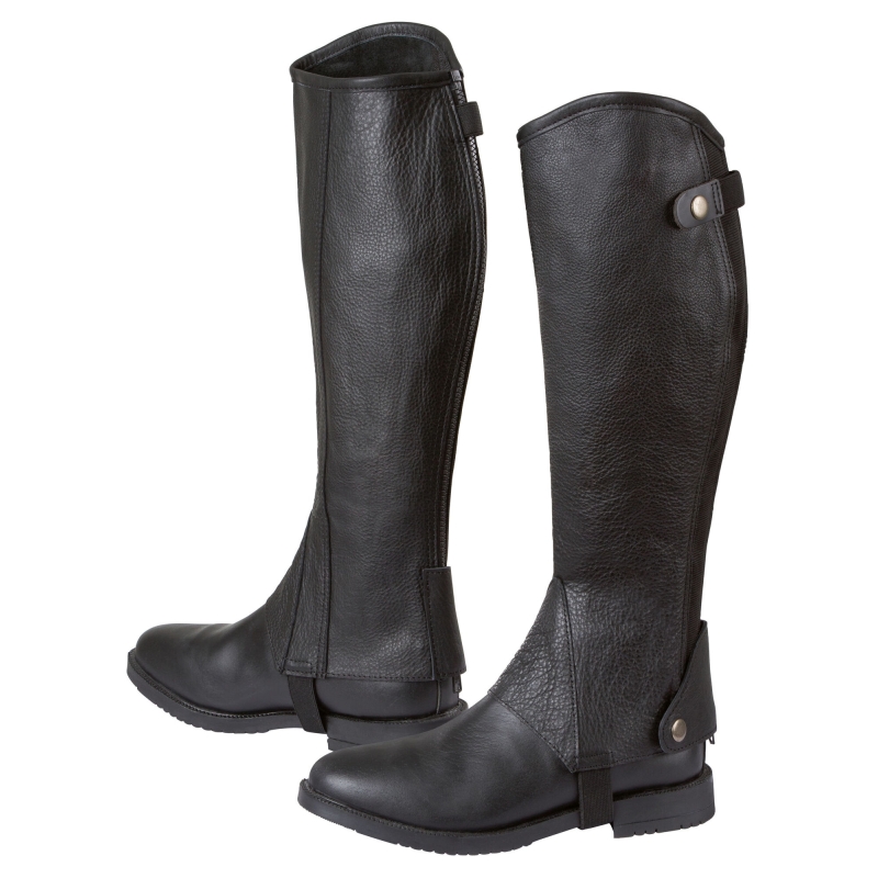 Minichaps Elasto, leder - elastische inzet, zwart, L - 324032