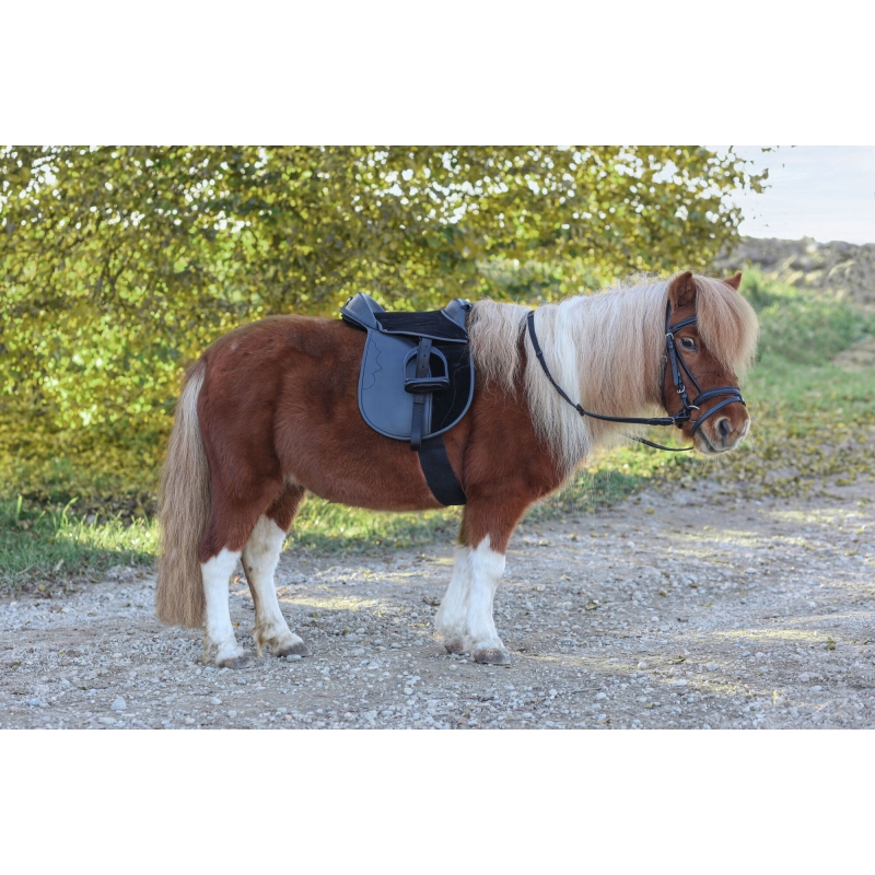 Zadelset Economy pony zwart - (incl.singel,stijgbeug.,-riem) - 325415
