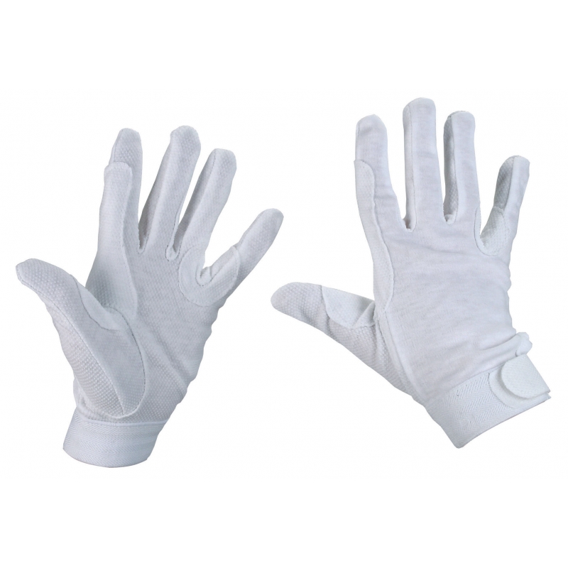 Gants &eacute;quitation coton Jersey blanc T.XS - 32656