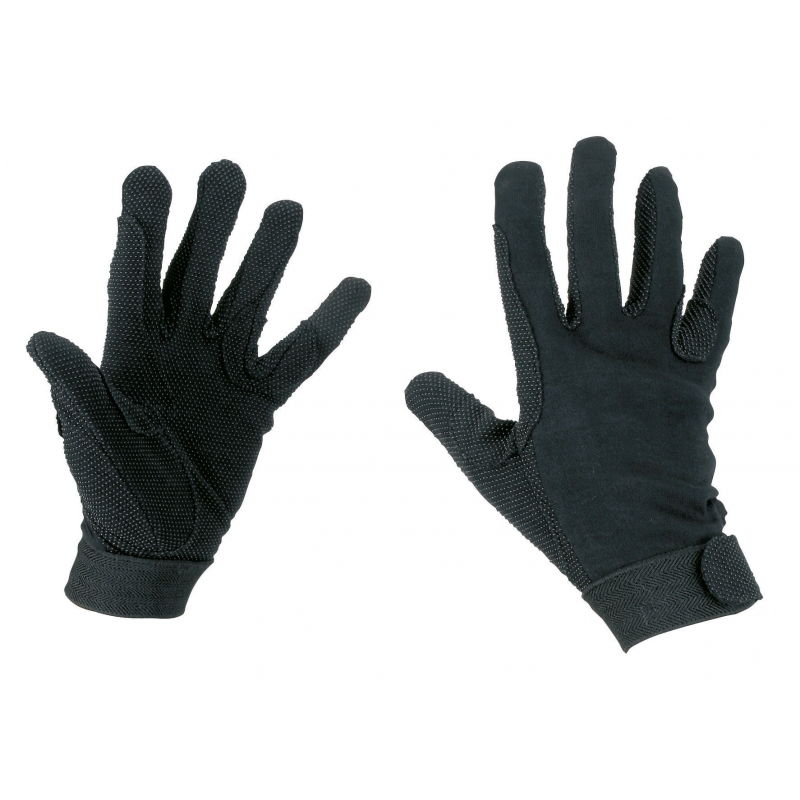 Paardrijhandschoen katoen, - Jersey, maat XS zwart - 32658