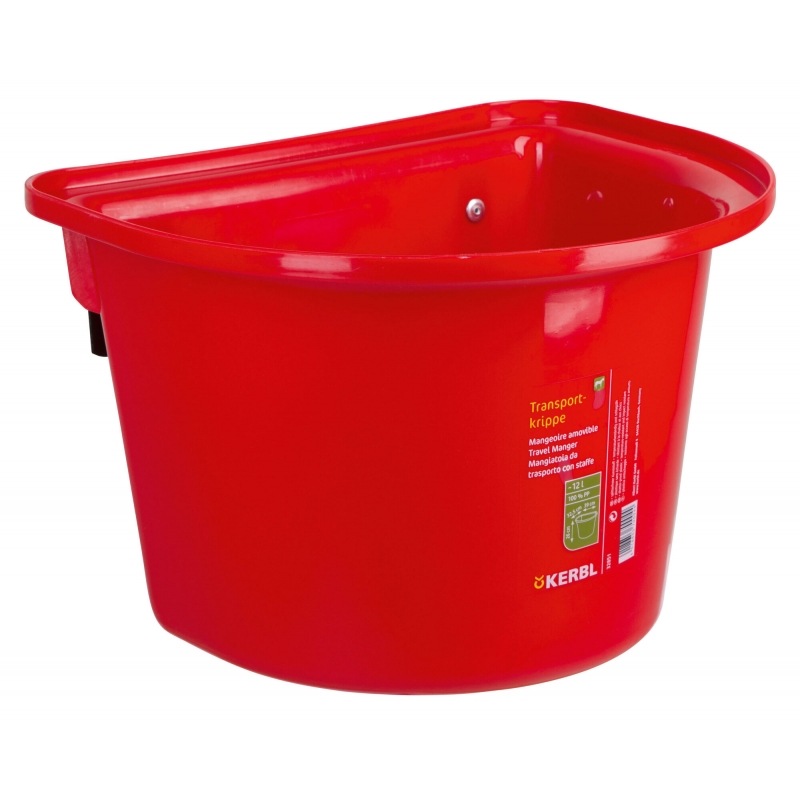 Seau mangeoire plastique 12l, rouge - 32851