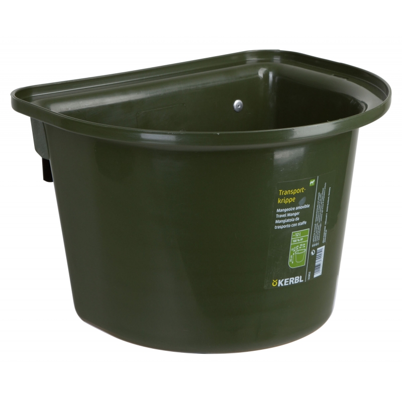 Seau mangeoire plastique 12l, vert fonc&eacute; - 32852