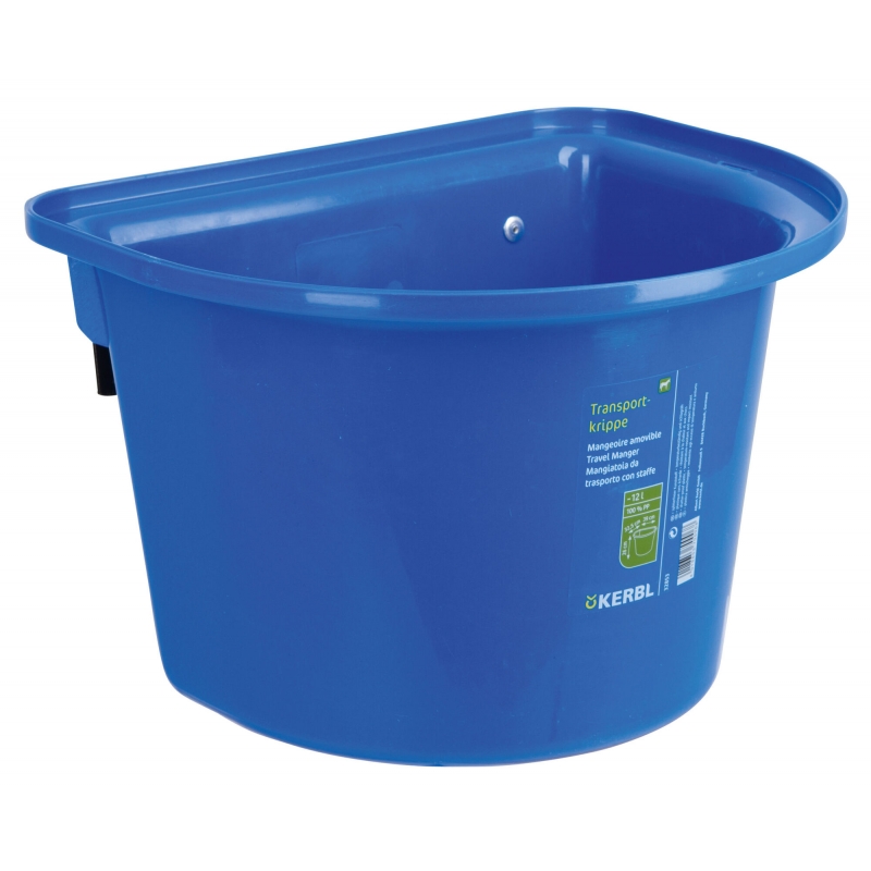 Seau mangeoire plastique 12l, bleu - 32853