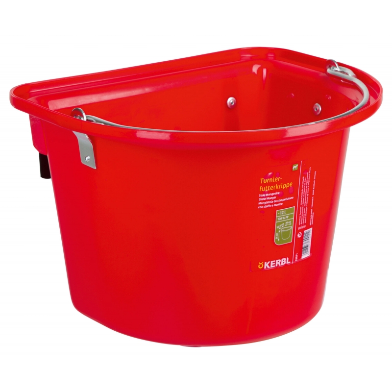 Seau mangeoire plastique 12l, avec anse, rouge - 32871