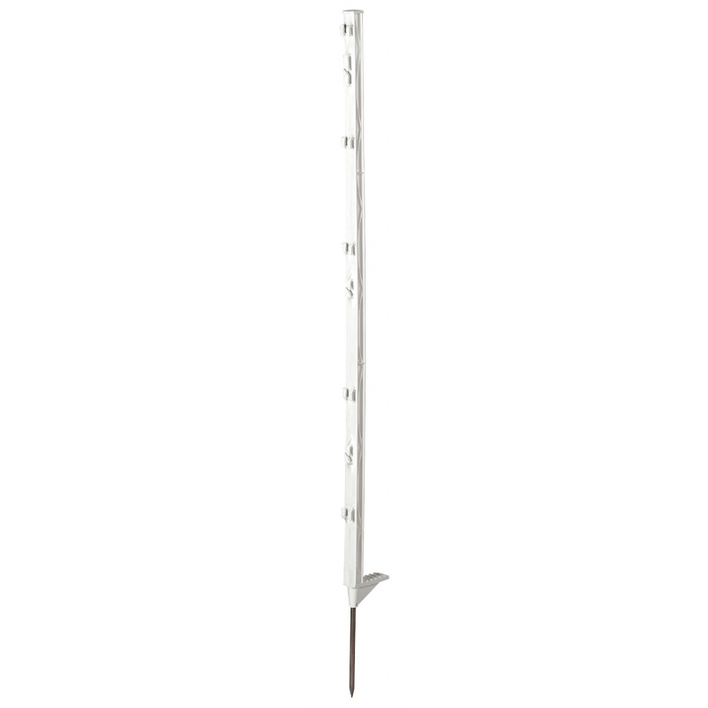 Voll. kunststof paal m. stalen punt, 105cm, enk. trede, wit - 44497