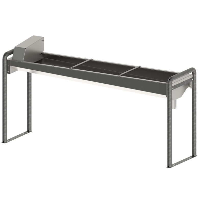 Verwarmbare rvs-trog bak 190cm, m. bodemonderstel - 221152
