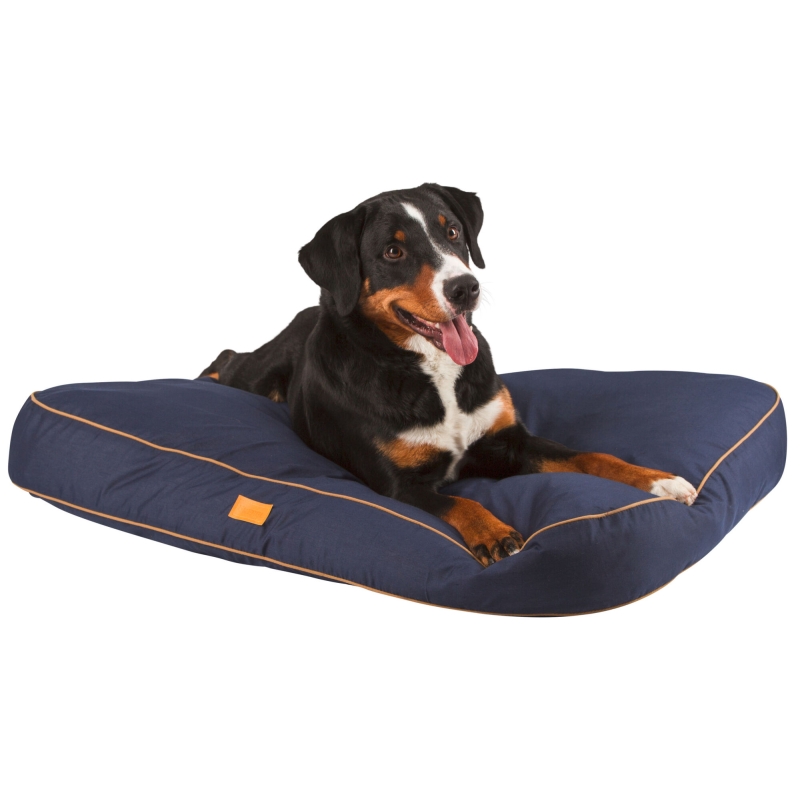Ligkussen Jerome, navy-cognac, 60x40x6cm - 81312