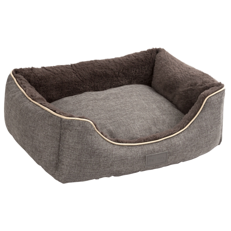Knuffelbed Samuel, zilver-donkerbruin, 50x40x15cm - 81315