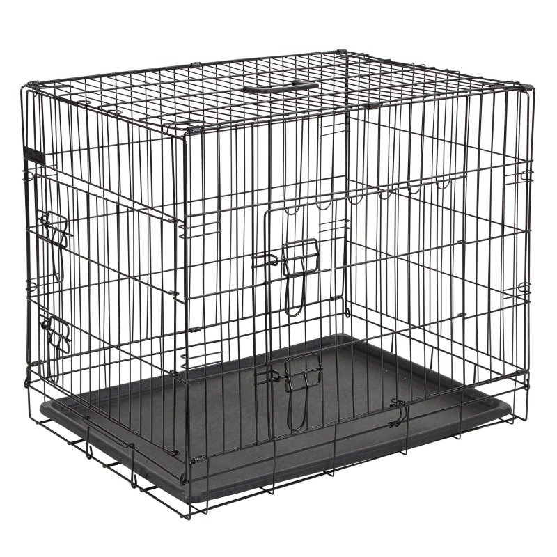 Transportb. m tralies inklapb. zwart, 92x63x74cm, 2 deuren - 81366