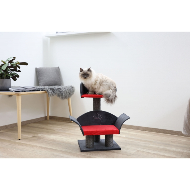 Arbre &agrave; chat Lounge Deluxe 70cm, gris-rouge - 81548