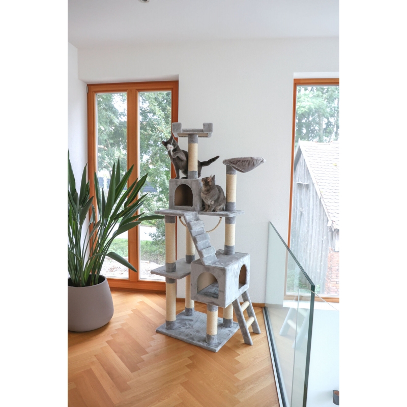 Arbre &agrave; chat Square 59x50x182cm, gris - 81566