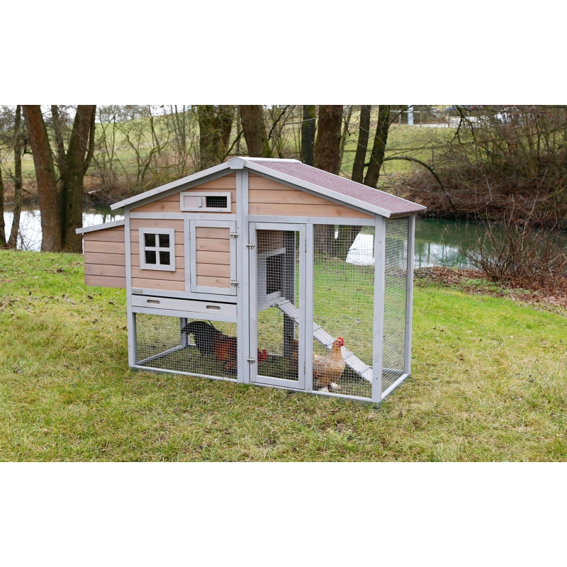 H&uuml;hnerstall Bonny m. Metall- rahmen am Boden 181x65x118cm - 81713