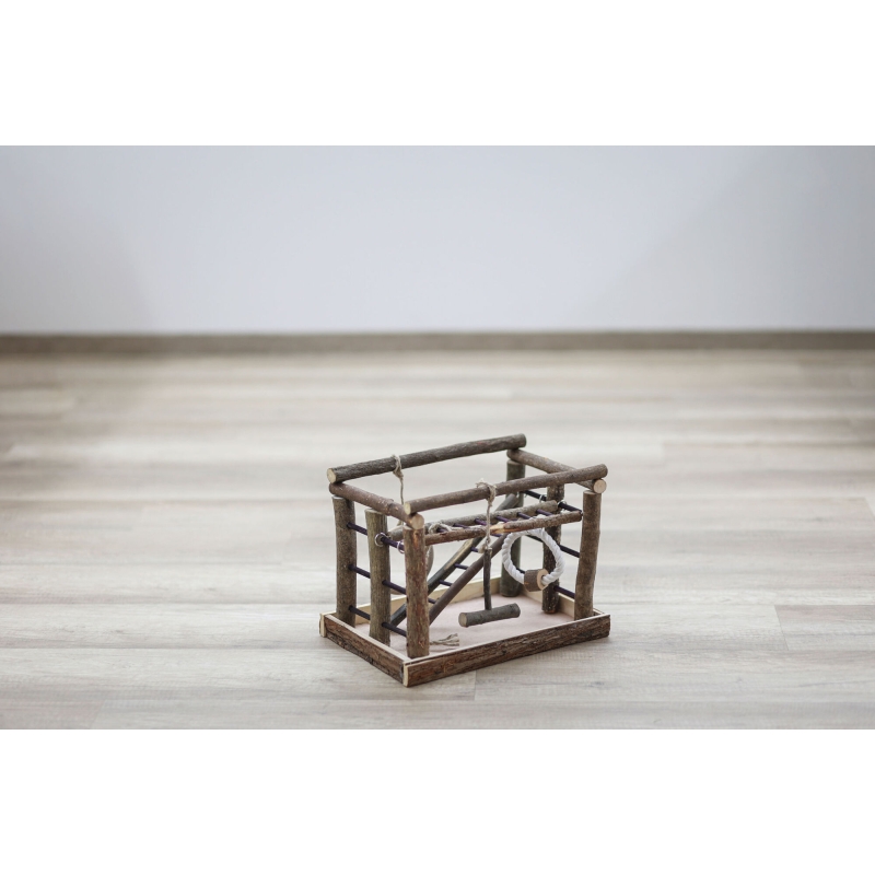 Vogelspeeltuin van natuurhout en katoen, 35x25x25cm - 82949