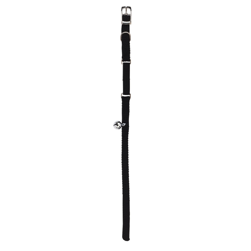 Kattenhalsband zwart 10mm x 30cm met elastiek - 83194