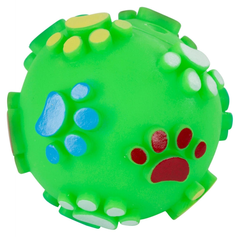 Balle en vinyl motifs pattes &oslash; 7 cm - 83517