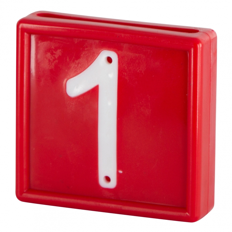 Plaquette num&eacute;rot&eacute;e rouge Chiffre blanc 1 - 208471