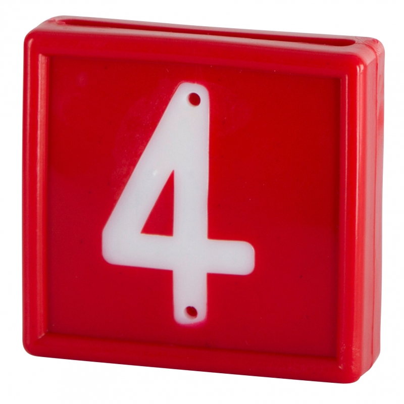 Plaquette num&eacute;rot&eacute;e rouge, Chiffre 4 - 208474