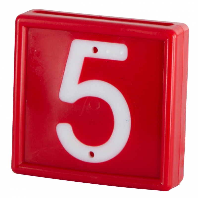 Plaquette num&eacute;rot&eacute;e rouge Chiffre 5 - 208475