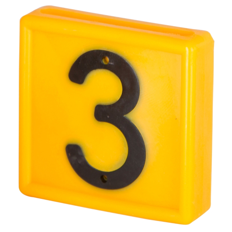 Plaquette num&eacute;rot&eacute;e jaune chiffre 3 - 208483