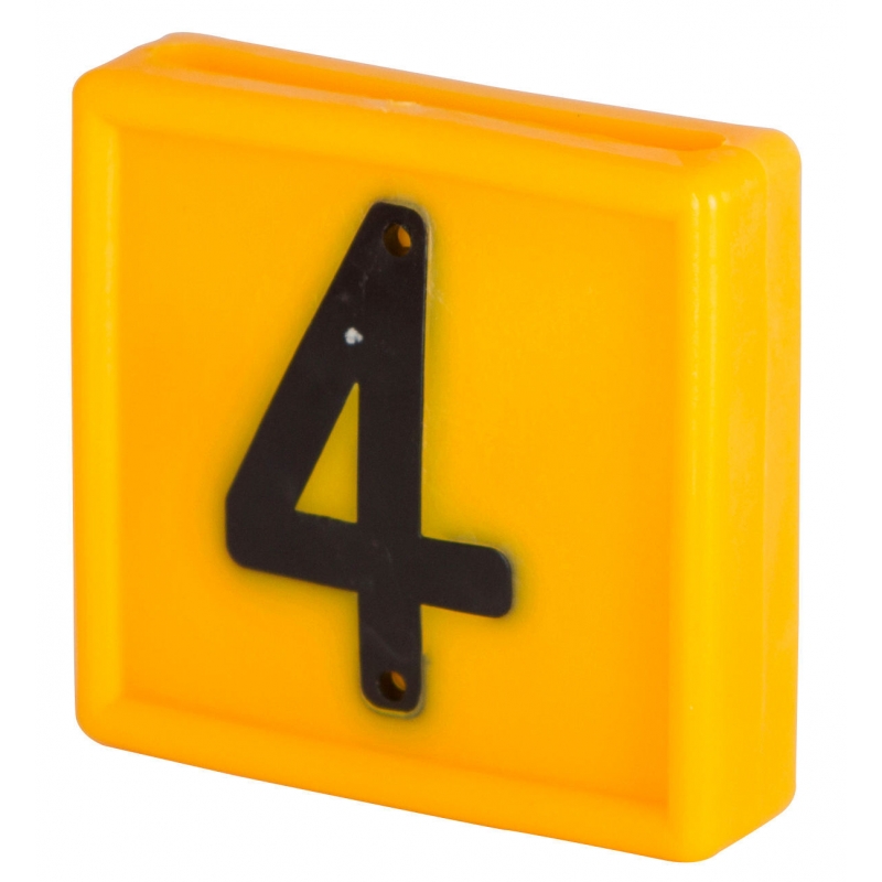 Plaquette num&eacute;rot&eacute;e jaune chiffre 4 - 208484