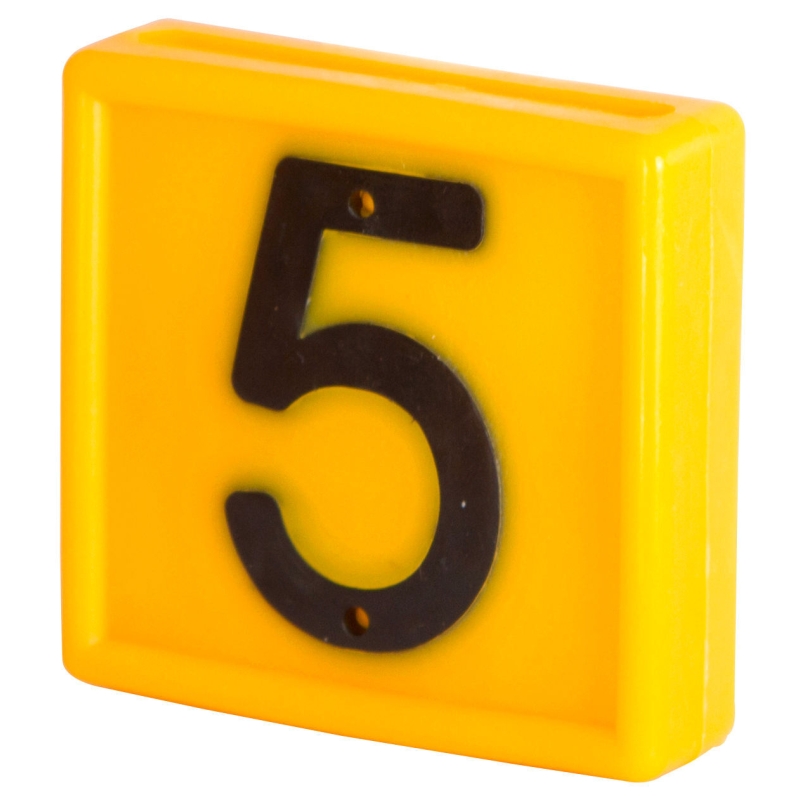 Plaquette num&eacute;rot&eacute;e jaune chiffre 5 - 208485