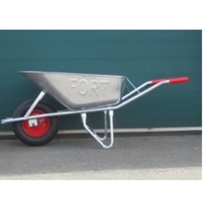 kruiwagen warm verzinkt 85liter metserskruiwagen ronde neus met kunststof velg en luchtbandwiel 2ply - KRUIW-68208