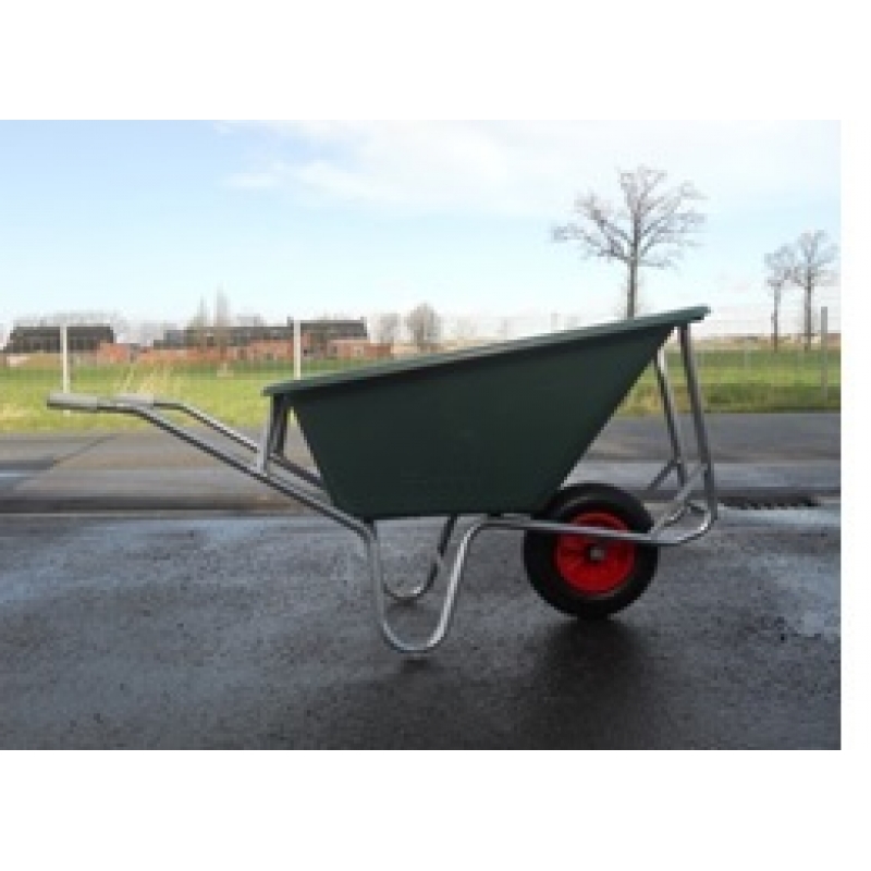 kruiwagen polypropyleen bak 160liter warm verzinkt onderstel met stalen velg en luchtband wiel 2ply - KRUIW-1HORLS
