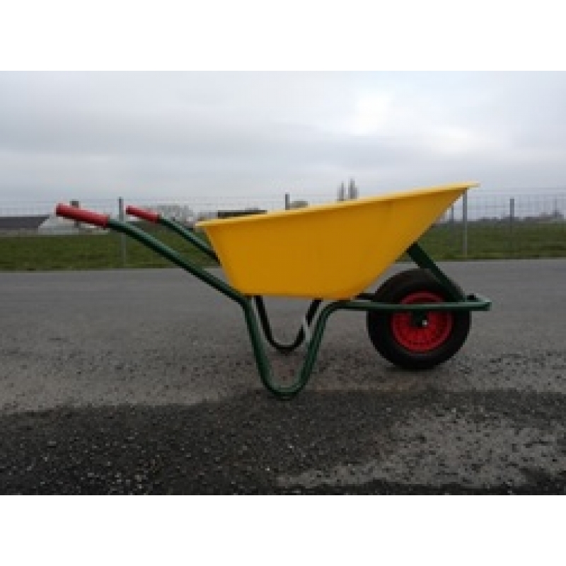 Kruiwagenmet kunststoffen bak 100L en gelakt onderstel - stalen velg met luchtbandwiel 2ply - KRUIW-0107DS